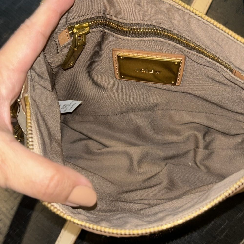 J. Crew Cream Tan Leather Crossbody Classy Gold Hardware Crossbody Bag Purse‌‌‌‍ - Picture 10 of 16